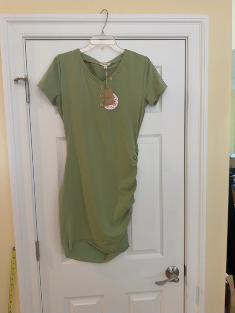 NEW Ladies Size Small "Umgee" Olive Green Short Sleeve Henley Tunic NEW